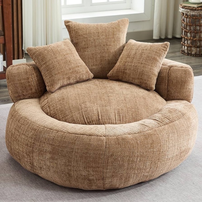 Photo 1 of ***STOCK PHOTO REFERENCE ONLY***
Giant Bean Bag Couch Chairs for Adults, Oversized Lazy Sofa with Memory Foam Filling and 3 Pillows, Soft Chenille Bean Bag Couch for Living Room Bedroom Dorm Apartment 