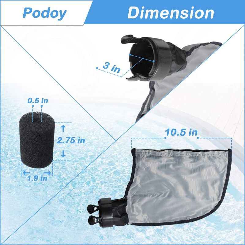 Photo 3 of (bagged) 39-310 Zipper Bag Compatible with Polaris 3900 Pool Cleaner, Accommodate 5 Liters Capacity with 9-100-3105 Sweep Hose Scrubber Replace Gray Double Superbag