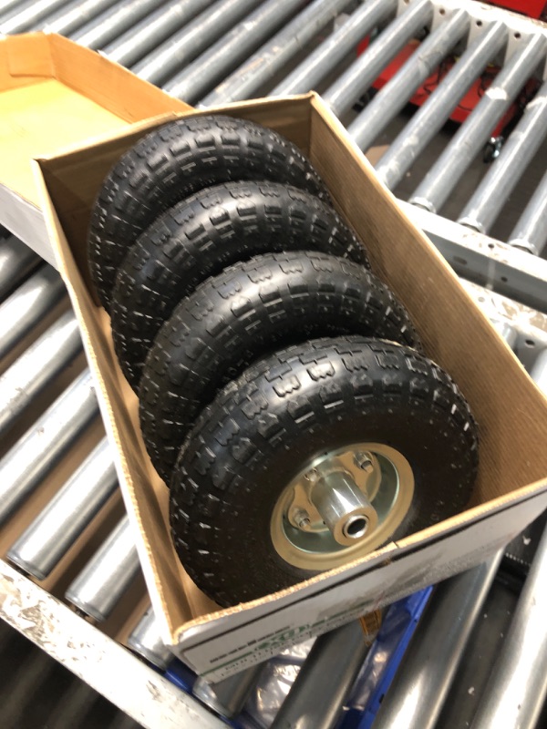 Photo 2 of (4 Pack) AR-PRO 10" Heavy-Duty Replacement Tire and Wheel - 4.10/3.50-4" with 10" Inner Tube, 5/8" Axle Bore Hole, 2.2" Offset Hub and Double Sealed Bearings for Hand Trucks and Gorilla Cart