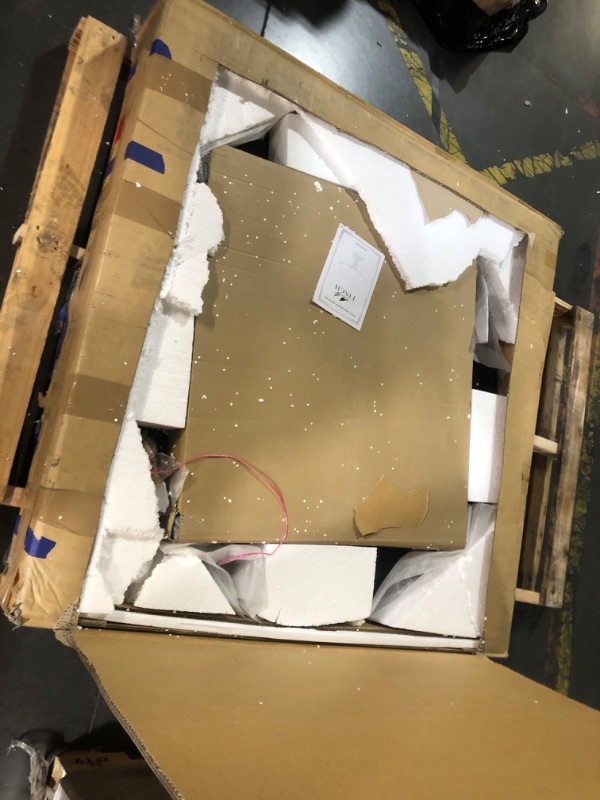 Photo 1 of Finch Alfred Round Solid Wood Rustic Dining Table for Farmhouse Kitchen Room Decor, Wooden Trestle Pedestal Base, 46.5" Wide Circular Tabletop, Distressed Brown