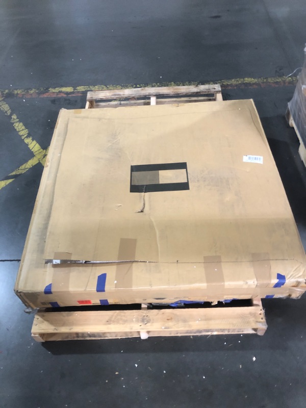 Photo 1 of Finch Alfred Round Solid Wood Rustic Dining Table for Farmhouse Kitchen Room Decor, Wooden Trestle Pedestal Base, 46.5" Wide Circular Tabletop, Distressed Brown