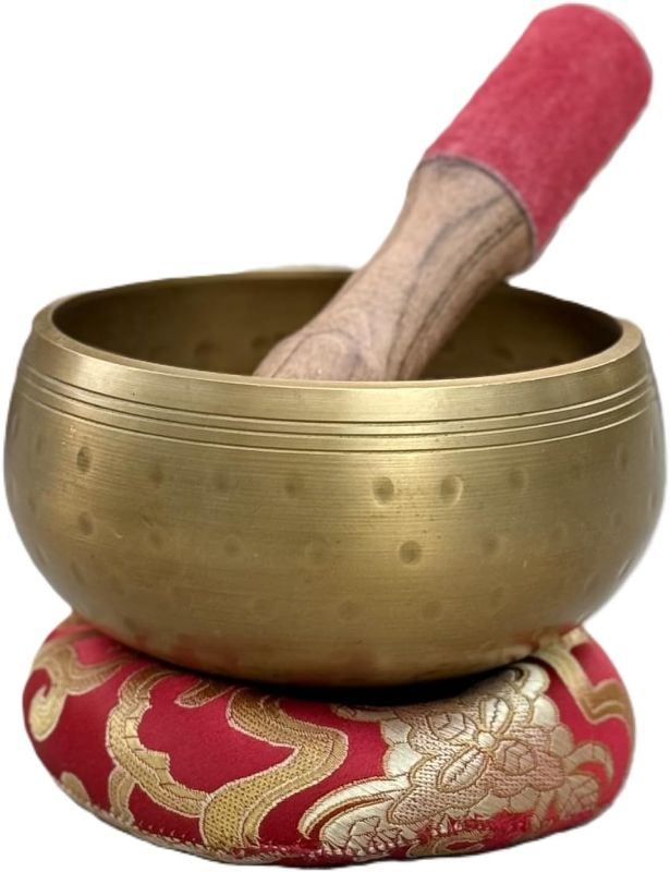 Photo 1 of ***STOCK PHOTO REFERENCE ONLY***DharmaObjects Tibetan Ring Gong Meditation Singing Bowl Mallet Cushion Set (MD)