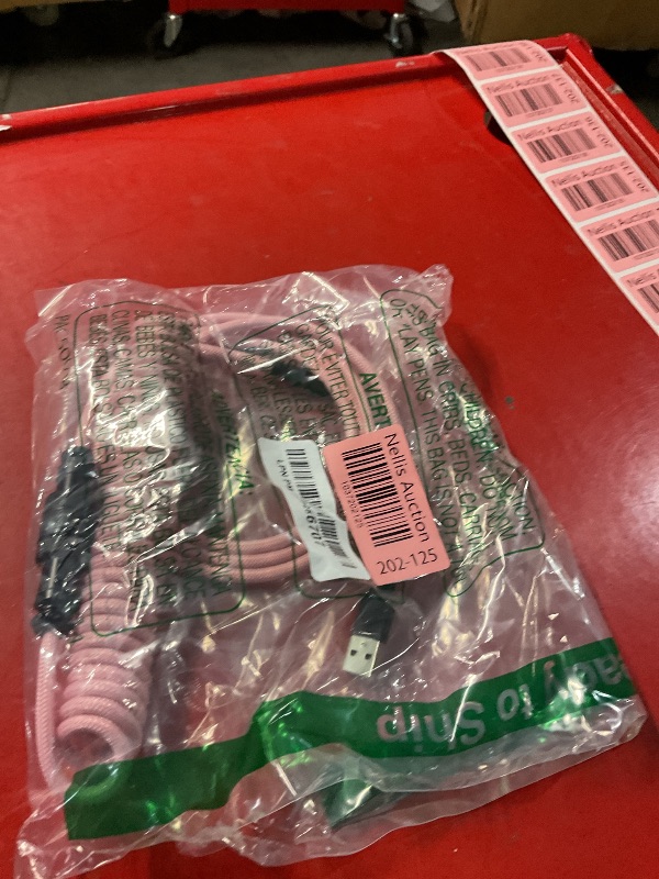 Photo 1 of GUNMJO Pro Custom Coiled USB C Cable for Gaming Keyboard, Double-Sleeved Mechanical Keyboard Cable with Detachable Metal Aviator, 1.5M USB-C to USB-A, Black Pink