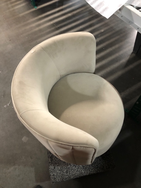 Photo 3 of ***USED - NO PACKAGING - SEE PICTURES***
Upholstered Living Room Barrel Chair, Beige, Round 360 Swiveling, Beige, 28" Height