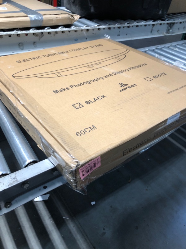 Photo 1 of JAYEGT Motorized Rotating Display Stand, 360 Degree Electric Rotating Potography Turntable for Products Display?Live Video Show, Remote Control Angle, Speed (Black/23.6Inch/330Lbs Load/Wired)