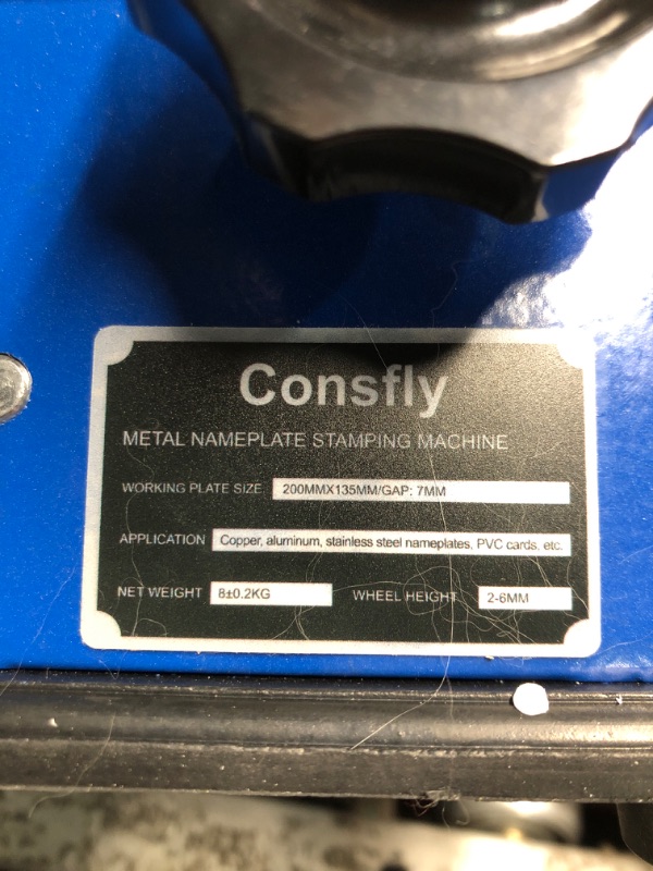 Photo 1 of Consfly Metal Nameplate Stamping Machine Semi-Automatic Embosser Label Printing Marking Machine Dog Tag Printer (3mm Character Wheel)