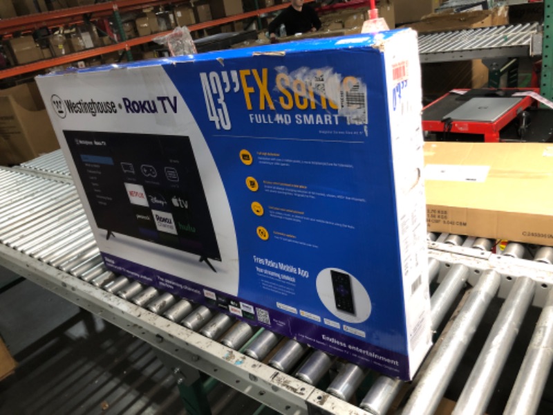 Photo 1 of Westinghouse Roku TV - 43 Inch Smart Television, 1080P LED Full HD with Wi-Fi Connectivity and Mobile App, Flat Screen Compatible with Apple Home Kit, Alexa and Google Assistant