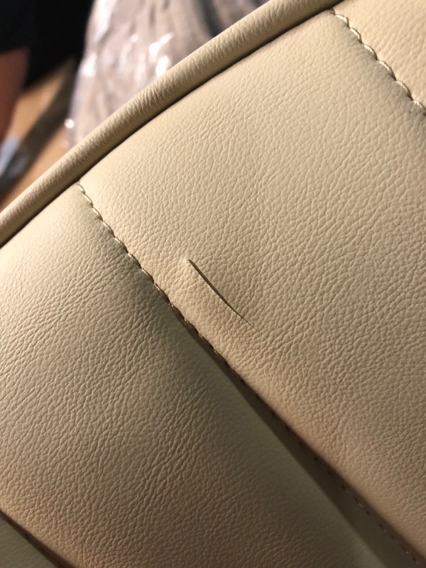 Photo 1 of ***DAMAGED - TORN - SEE PICTURES - LIKELY MISSING PARTS***
YOUNIKE Beige Home Office Desk Chair with Wheels Ergonomic Comfy Armless Vanity Chair with Back Modern Leather Upholstered Rolling Task Chair Small Cute Drafting Sewing Chair No Arms Swivel Adjust