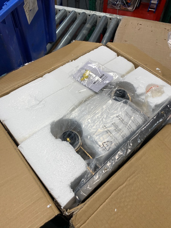 Photo 1 of (PARTS) (UNABE TO TEST) PRESDE 2 Light Bathroom Vanity Fixtures Over Mirror Farmhouse Wall Sconce Bath Lighting Black and Gold Brushed Bronze Base with Clear Glass Shades