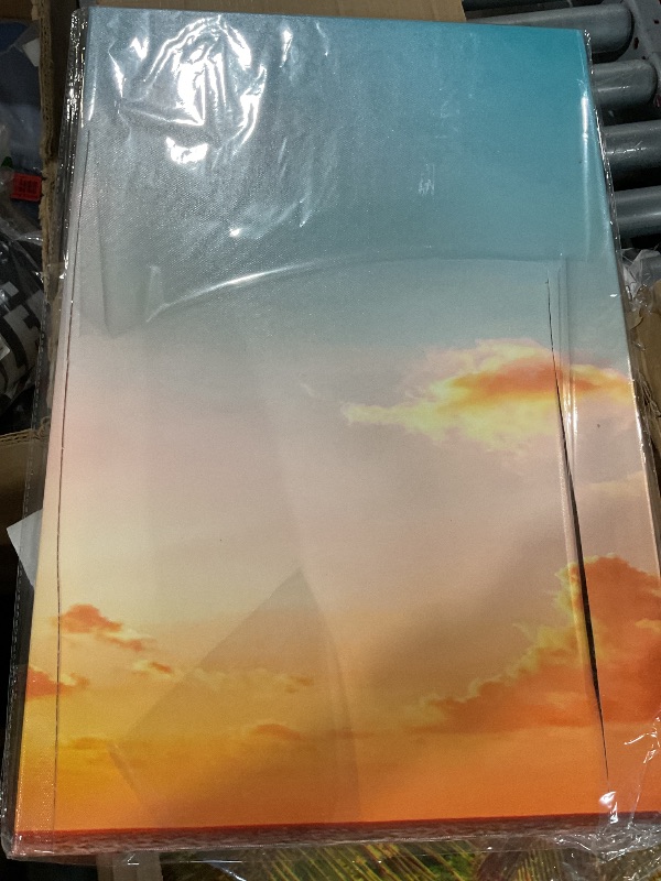 Photo 1 of (Damaged on inspection)(see images)Pyradecor Modern 5 Piece Canvas Prints Artwork Contemporary Landscape Blue Sea Beach Pictures Paintings on Canvas 