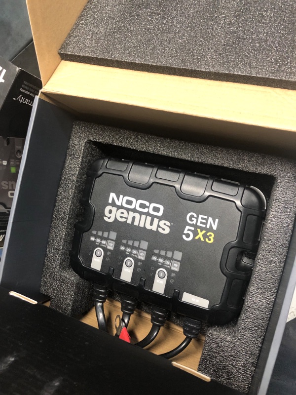 Photo 1 of (not functional)(sold for parts) NOCO Genius GEN5X3, 3-Bank, 15A (5A/Bank) Smart Marine Battery Charger, 12V Waterproof Onboard Boat Charger,
