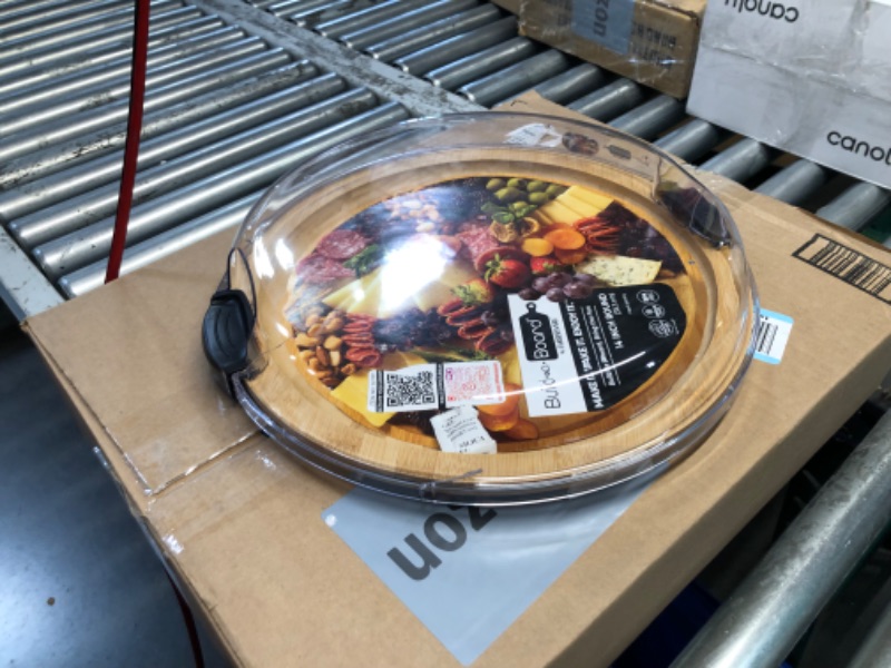 Photo 1 of ***DAMAGED - CRACKED - SEE PICTURES***
FARBERWARE Build-a-Board Cutting Board with Single Compartment and Clear Locking Lid for Charcuterie, Snacks, and More, Bamboo