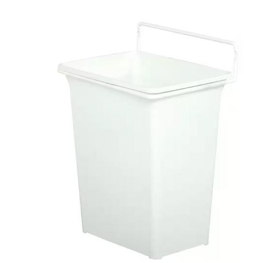 Photo 2 of 13 in. H x 10 in. W x 7 in. D Plastic In-Cabinet Door Mount Trash Can in White