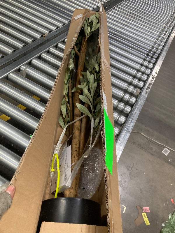 Photo 1 of 6 ft Artificial Olive Plants with Realistic Leaves and Natural Trunk, Silk Fake Potted Tree with Wood Branches and Fruits, Faux Olive Tree for Office Hom