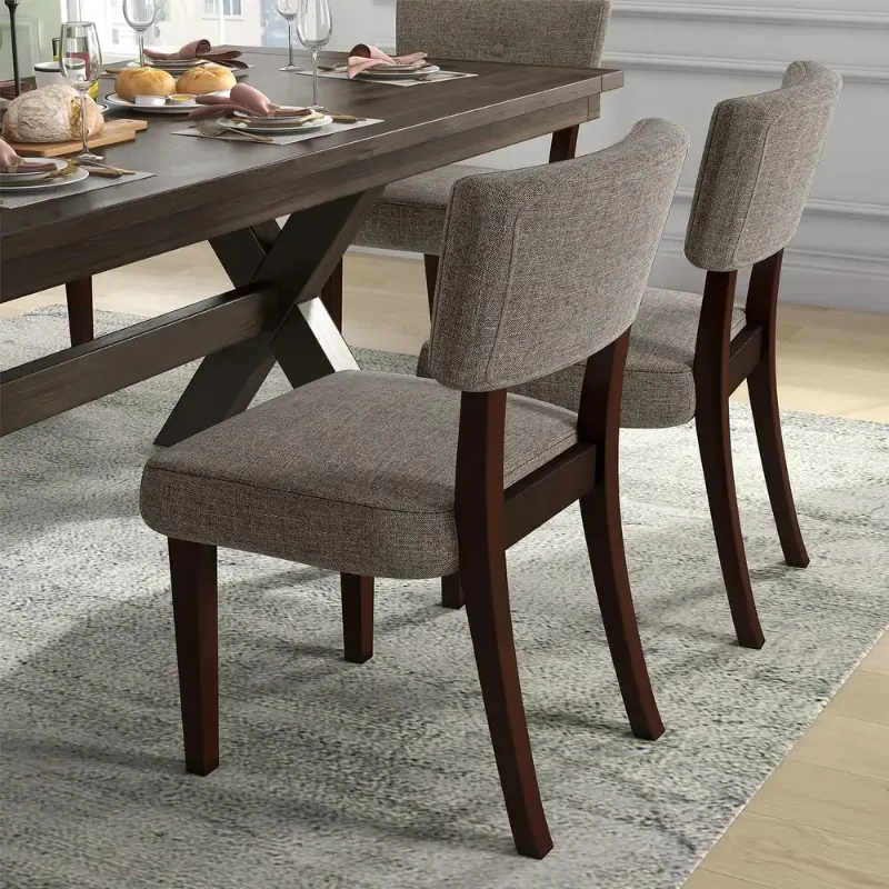 Photo 1 of *see notes*
Upholstered Fabric Side Chair in Gray and Espresso(Set of 2)