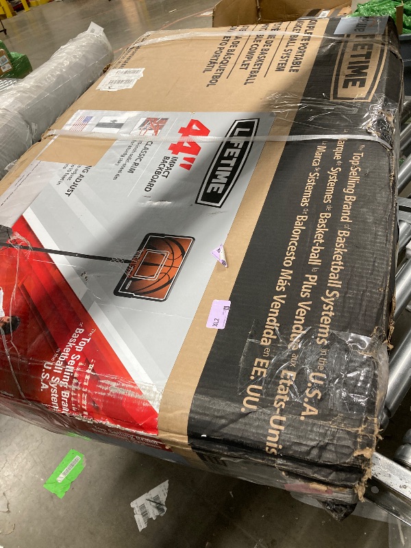 Photo 1 of Lifetime Height Adjustable Portable Basketball Hoop, 44 Inch Backboard, Black/Orange