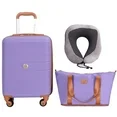 Photo 1 of Carry on Luggage Set 3 Piece hardshell TSA Lock Spinner Wheels Suitcase with Travel Bag and Neck Pillow.(Purple)