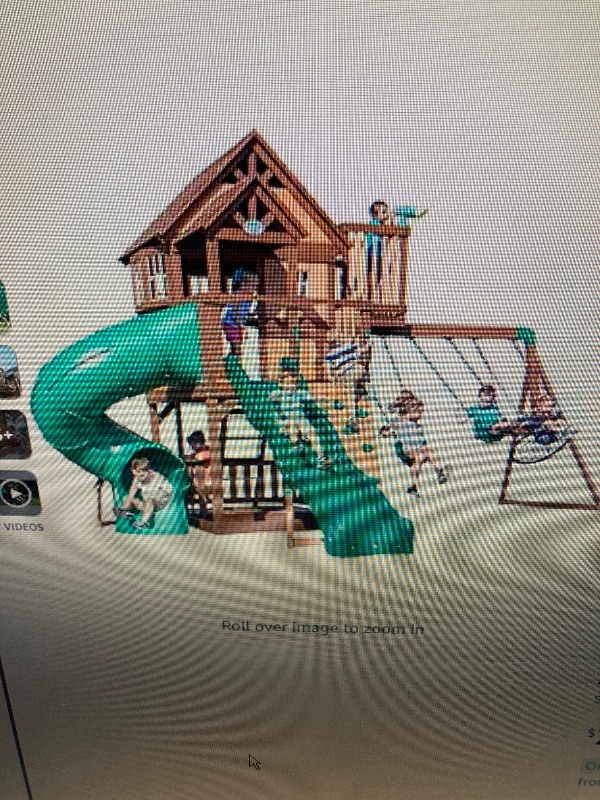 Photo 9 of Backyard Discovery, Cedar Cove Wood Swing Set, Playground Fort, Chalkboard, Telescope, Dual Slide, Kitchenette, Wide Swing Lanes, 5ft Rock Wall, Step Ladder