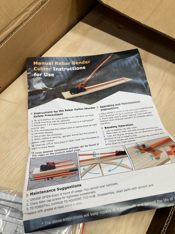 Photo 1 of Rebar Bender Rebar Cutter Manual Rebar Cutter Tool, Rebar Bending Machine, Bending and Cutting Rebar up to 5/8 Inch