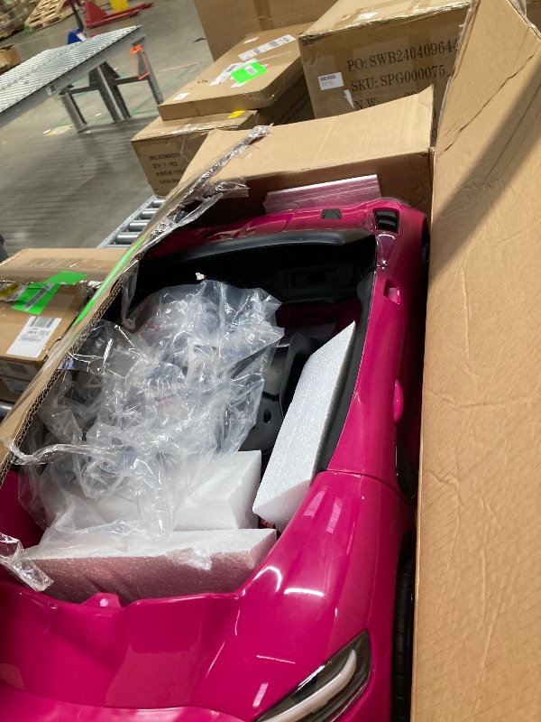 Photo 1 of 12V Ride on Car Licensed Porsche 718, Kids Electric Car with Remote Control, Front/Rear LED Light, Radio, USB/AUX, Openable Doors, Suspension Function, Durable Tires (Pink)