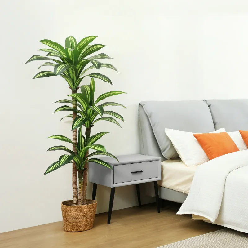 Photo 1 of 5Artificial Plants, 5ft Dracaena Tree Faux Plants Indoor Outdoor Decor Fake Tree in Pot Silk Plants for Home Decor Office Living Room Porch Patio Perfect Housewarming Gift