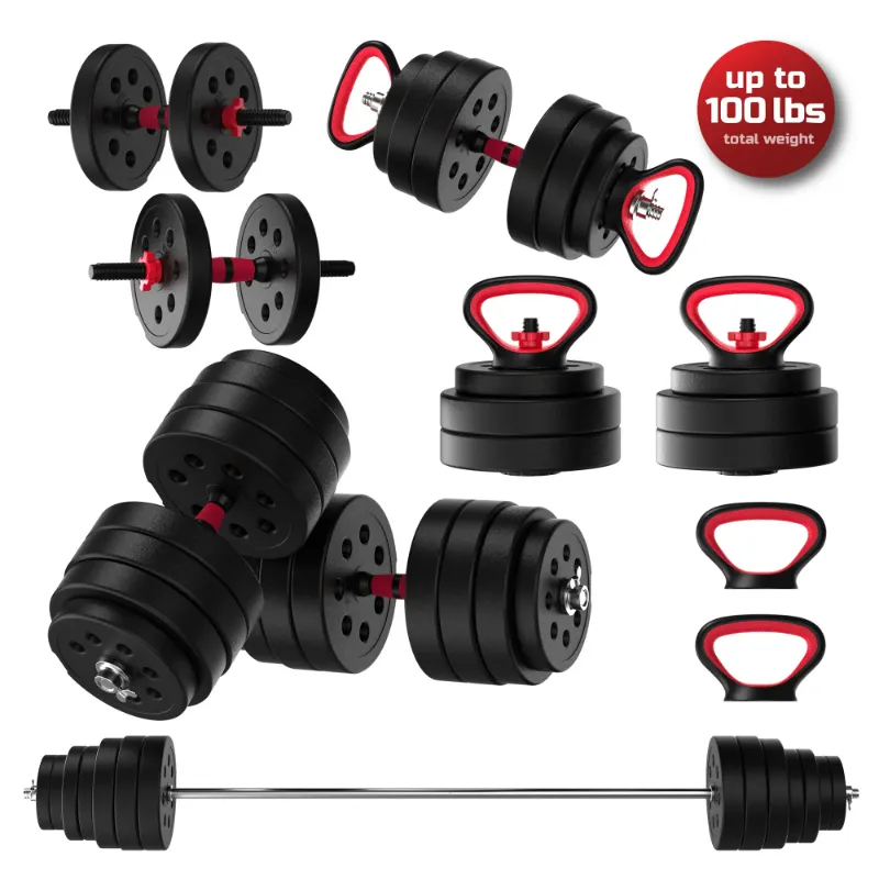 Photo 1 of ***missing parts*** FitRx 5-in-1 SmartBell Gym Interchangeable Adjustable Dumbbells, Kettlebells and Barbell Weight Set, 100 Lbs., Black

4 pieces 2.5LB
2 Kette bell handles
2 pieces 12.5 LB
1 Pieces 10 LB