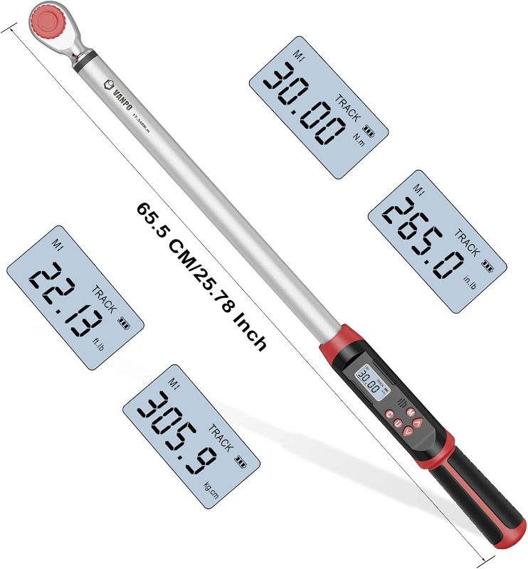 Photo 1 of 1/2-Inch Drive Digital Torque Wrench(12.5-250.8 ft-lbs./17-340Nm), Electronic Torque Wrench with Buzzer & LED Indicator, Accurate to ±2%,Torque Wrench Set for Bike Moto Car