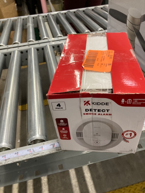 Photo 1 of Kidde Hardwired Smoke Detector, AA Battery Backup, Interconnectable, LED Warning Light Indicators, 4 Pack