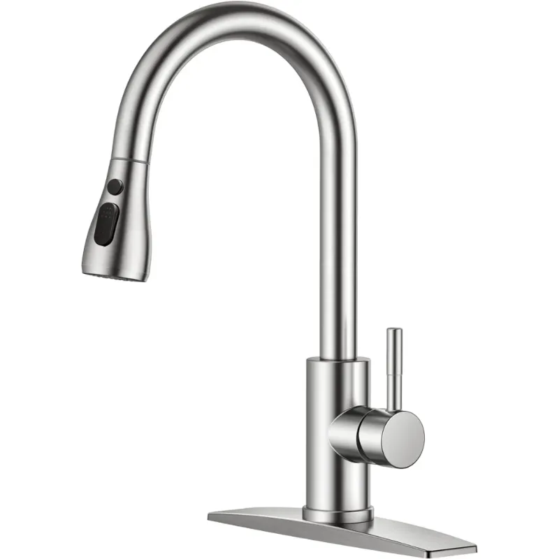 Photo 1 of 



Flash Deal
Best seller
Visit the VQJTCVLY Store
Kitchen Faucets with Pull Down Sprayer (3 Modes), Brushed Nickel Kitchen Faucet Single Hole, Single Handle Kitchen Sink Faucet, High Arc 304 SUS Stainless Steel Faucet for Kitchen, Bar, RV