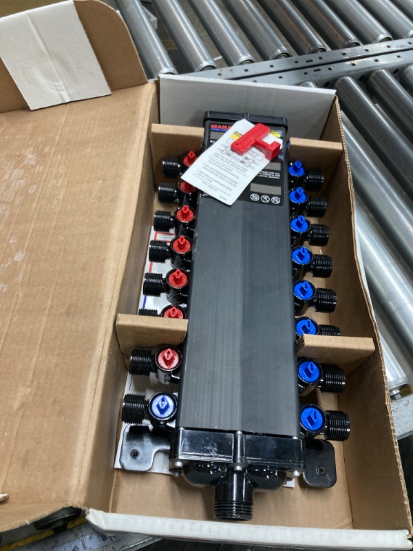 Photo 1 of Viega 50250 1/2-Inch PureFlow Zero Lead Poly Alloy PEX Crimp Manabloc With 18 Ports - 10 Cold 8 Hot