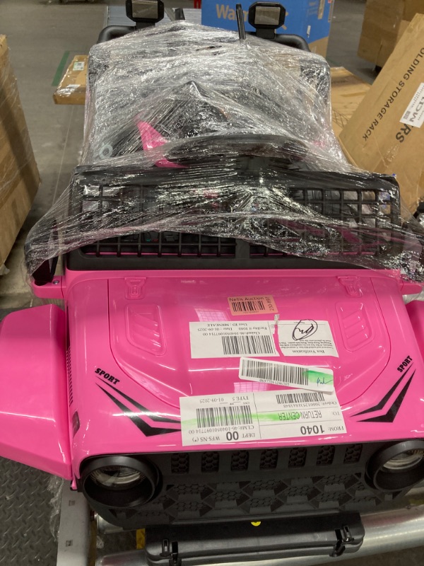 Photo 2 of 12V Kids Ride On Truck Car with 2.4G Remote Control,Electric Cars for Kids w/3 Speeds, Battery Display,Safety Belt,LED Lights,Music & Horn,Pink