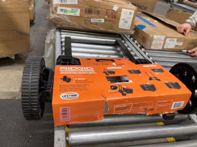 Photo 1 of RIDGID Pro Gear System Gen 2.0 Durable All Terrain Rolling Tool Box Attachment With 9 in. Heavy Duty Wheels 255230