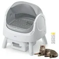 Photo 1 of Cat Litter Box Self Cleaning, teweoa Open-Top Automatic Cat Litter Box with Safety Protection for Multiple Cats, Mat And Garbage Bags Included - Grey