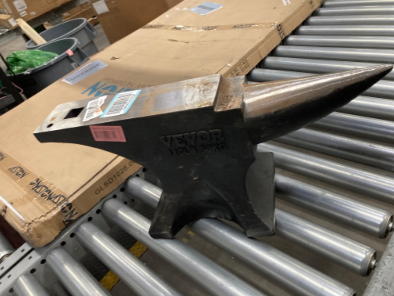 Photo 1 of VEVOR Single Horn Anvil, 66Lbs Cast Steel Anvil, High Hardness Rugged Round Horn Anvil Blacksmith, Large Countertop and Stable Base, with Round and Square Hole, Metalsmith Tool for Bending and Shaping