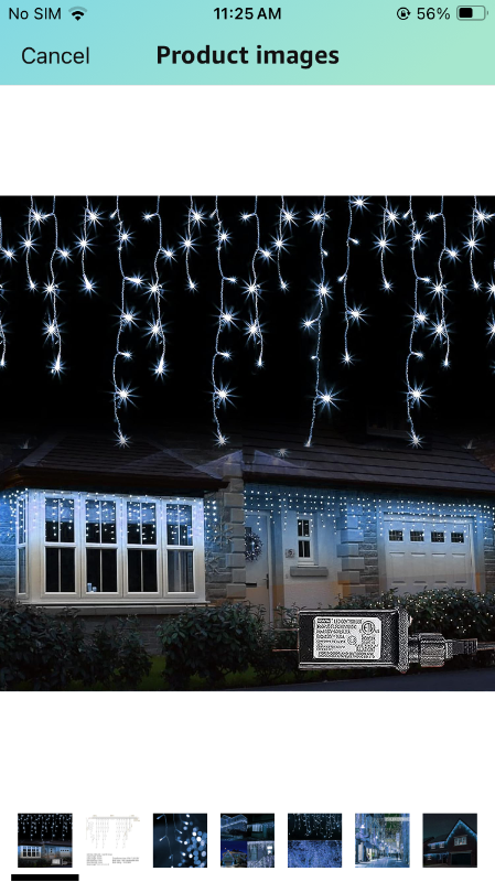 Photo 1 of 360 LED Christmas Icicle Lights, 29.5 FT 8 Modes Curtain Fairy Lights with 60 Drops, Connectable Xmas String Lights for Outside Holiday Wedding Party Decorations (White)