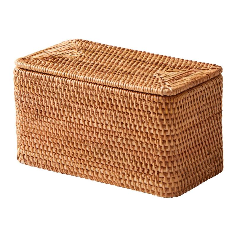 Photo 1 of ***LID DOESNT STAY ATTACHED, CAN BE REPAIRED*** Rattan Organizer Basket with Lid, Brown