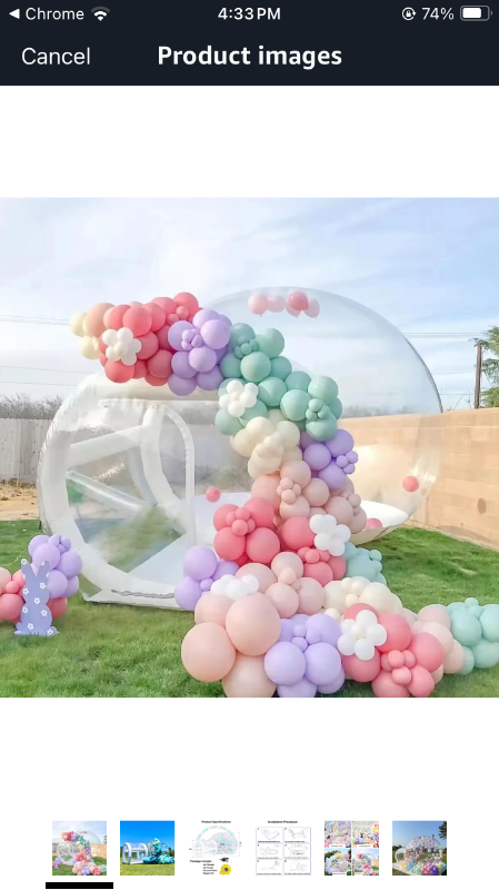 Photo 1 of 10FT Inflatable Bubble House Dome for Kids, Clear PVC Bubble Tent with Tunnel, Bubble Balloon House with 800W Air Blower, 600W Air Pump with 50pcs Balloons Inflatable Dome for Birthday Party