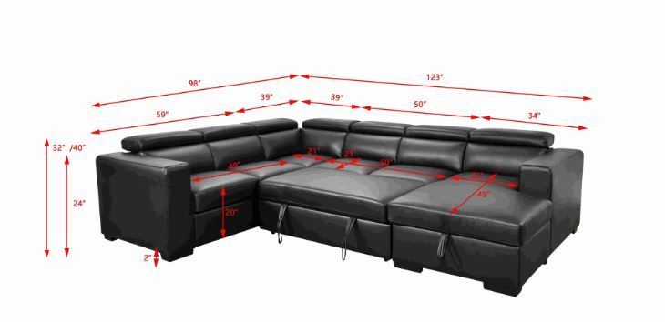 Photo 1 of **see notes**
123 Modern U Shaped 7-seat Sectional Sofa Couch with Adjustable Headrest, Sofa Bed with Storage Chaise-Pull Out Couch Bed for Living Room ,Black