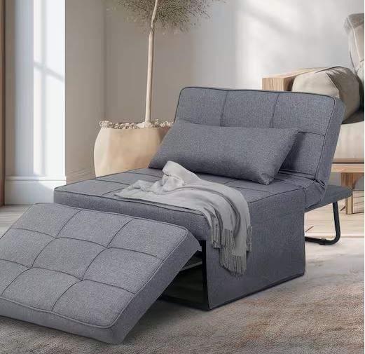 Photo 1 of 4-in-1 Gray Adjustable Single Sofa Bed Folding Convertible Chair/Ottoman Arm Chair Sleeper Bed


