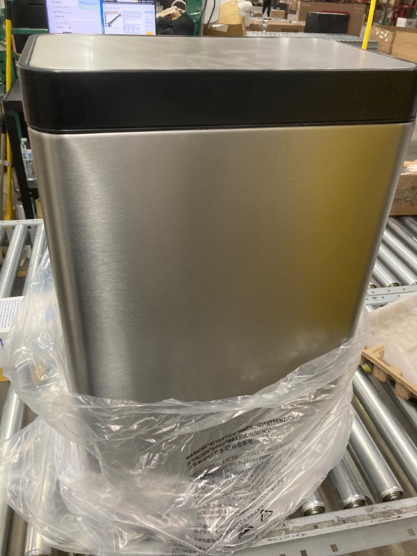 Photo 3 of 13 Gal. Stainless Steel White and Stainless Step-On Trash Can
