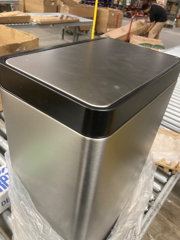 Photo 2 of 13 Gal. Stainless Steel White and Stainless Step-On Trash Can