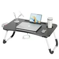 Photo 2 of ***SIMILAR TO THE IMAGE****Foldable Laptop Desk for Bed, Bed Tray Table with 4 USB Ports, Cup Holder and Draw, Bed Standing Table for Working Reading Writing, Eating for Bed Sofa Couch Floor, with Mini Lamp & Fan
