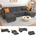 Photo 1 of Eunon Modular Sectional Couch with Storage U Shape Chenille Sectional Couch With Reversible Ergonomic Chaises , Gray **PARTIAL SET, NOT FUNCTIONAL 