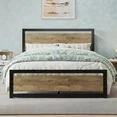 Photo 1 of Allewie Queen Bed Frame, Metal Platform Bed Frame with Wooden Headboard, 12.4" Under-Bed Storage, Brown ***DAMAGED SEE NOTES 
