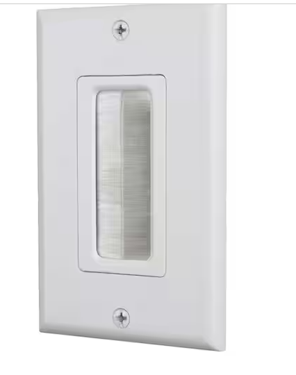Photo 1 of 1-Gang Brush Plastic Wall Plate, White
