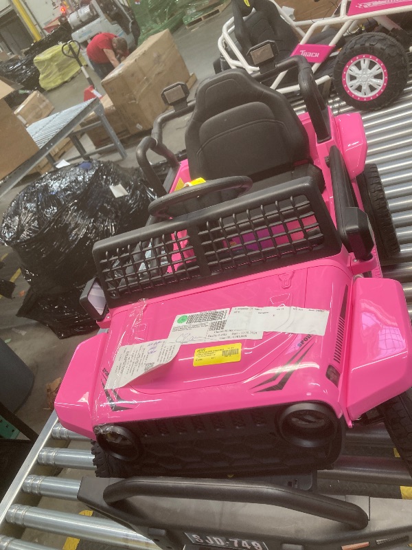 Photo 2 of 12V Kids Ride On Truck Car with 2.4G Remote Control,Electric Cars for Kids w/3 Speeds, Battery Display,Safety Belt,LED Lights,Music & Horn,Pink ***NONFUNCTIONAL FOR REBUILD PURPOSES ONLY 