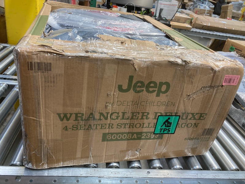 Photo 1 of ***PARTS ONLY***
Jeep Wrangler Deluxe 4 Seater Stroller Wagon by Delta Children - Premium Quad Stroller Wagon for 4 Kids with Convertible Seats, Adjustable Push/Pull Handles, Removable Canopy & Flat Fold, Grey