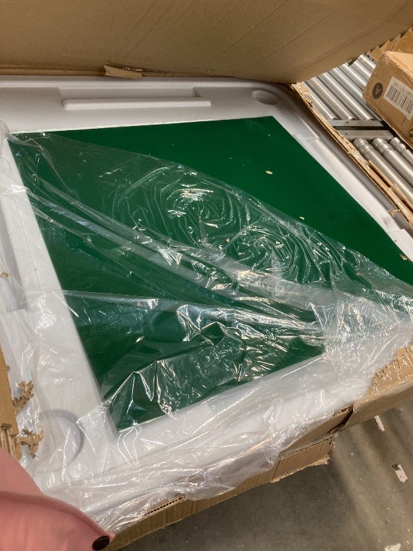 Photo 1 of ****FELT IS RIPPED OFF AND SCRATCHED *****Flash Furniture Silas 34.5" Square Folding Card Table with Felt Surface and Cup Holders, White/Green **DAMAGED SEE NOTES 
