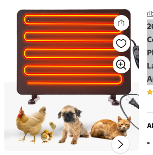 Photo 1 of 200W Chicken Coop Heater,Chicken Coop Heaterwith Carbon Crystal Plate Energy, Safer Than Brooder Lamp, for Chick Kitten Puppy Pets Animals
