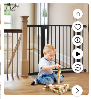 Photo 1 of 29.5"-43.3" Extra Wide Safety Baby Gate for Stairs Doorways, Top of Stairs, Black
